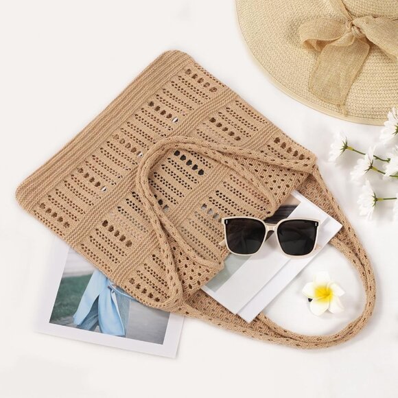 Women Brownish Yellow Shoulder Shopping Handbag Casual Travel Tote Fold Able Bag - Picture 5 of 7